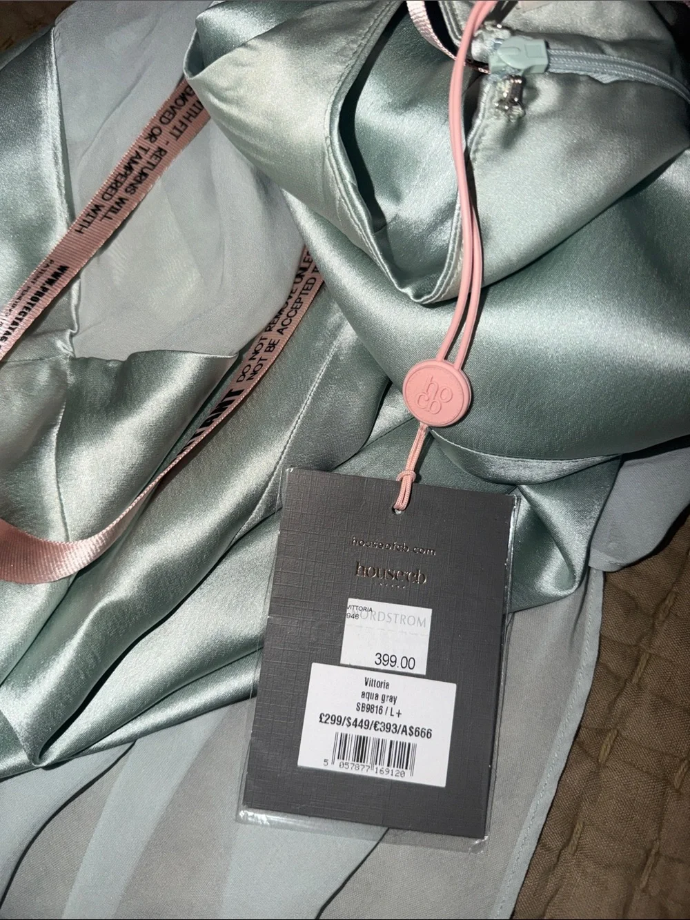 Elegant Pale Mint Satin Mermaid Evening Dress - Picture 5 of 5